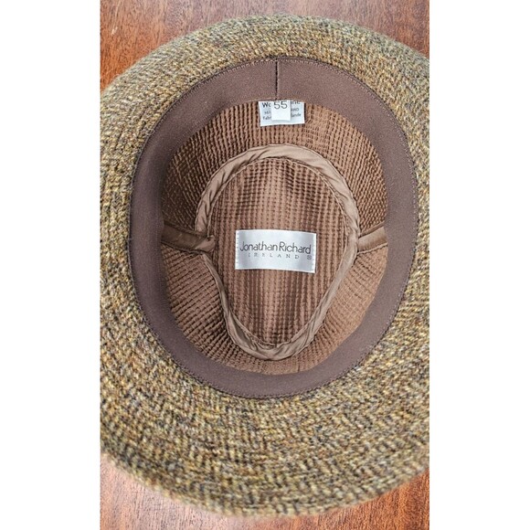 Jonathan Richards "Robbie" Brown Tweed Fedora 100% Wool Ireland 55/6 3/4 NWT - Picture 8 of 9
